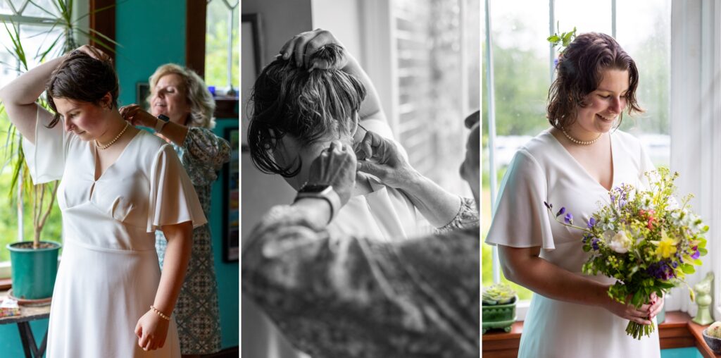 Bride getting ready for her elopement