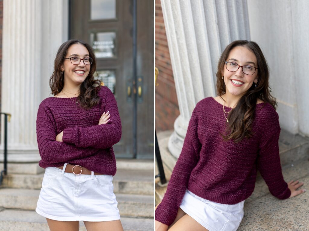 WS Senior outside of the Westfield Athenaeum for Senior Portraits